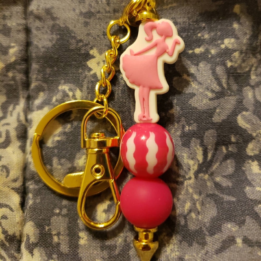 New Handmade Barbie Focal Bead Beaded Keychain